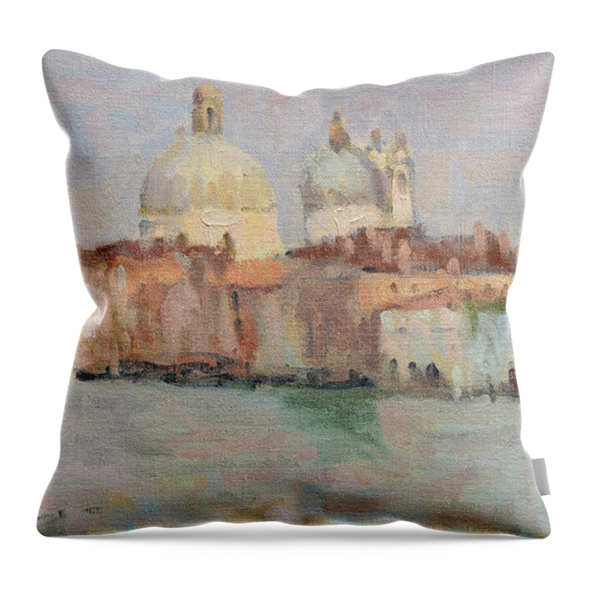 Fresia Throw Pillow featuring the painting Venice at Dusk by Jerry Fresia