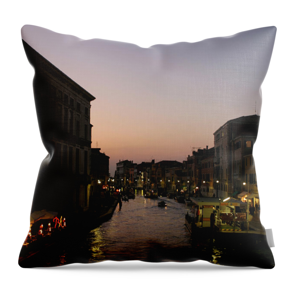 Canal Throw Pillow featuring the photograph Venice Canal at Dusk by Belinda Greb