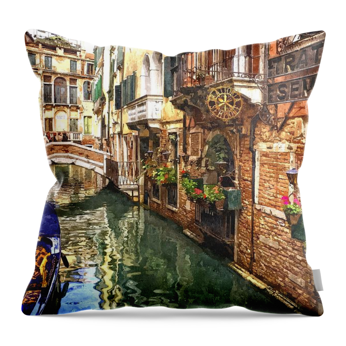 Venice Throw Pillow featuring the painting Venice Canal Serenity by Gianfranco Weiss
