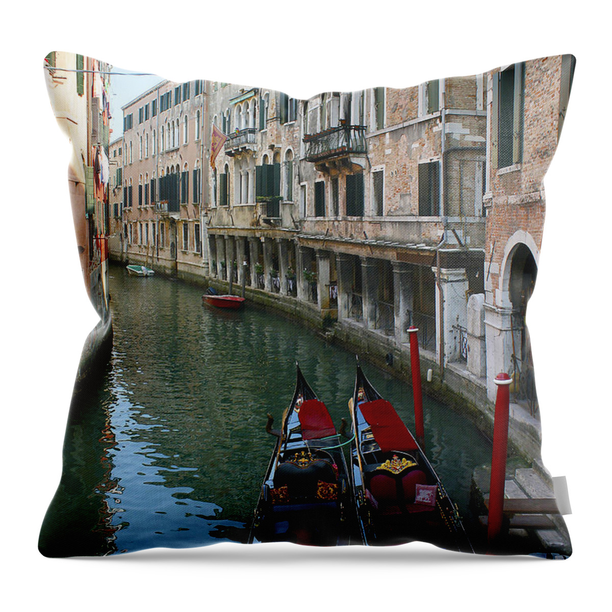 Europe Throw Pillow featuring the photograph Venice Gondolas 2 by Karen Zuk Rosenblatt