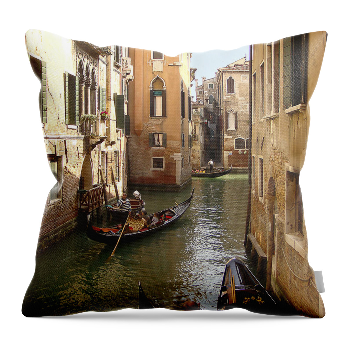 Europe Throw Pillow featuring the photograph Venice Gondolas by Karen Zuk Rosenblatt