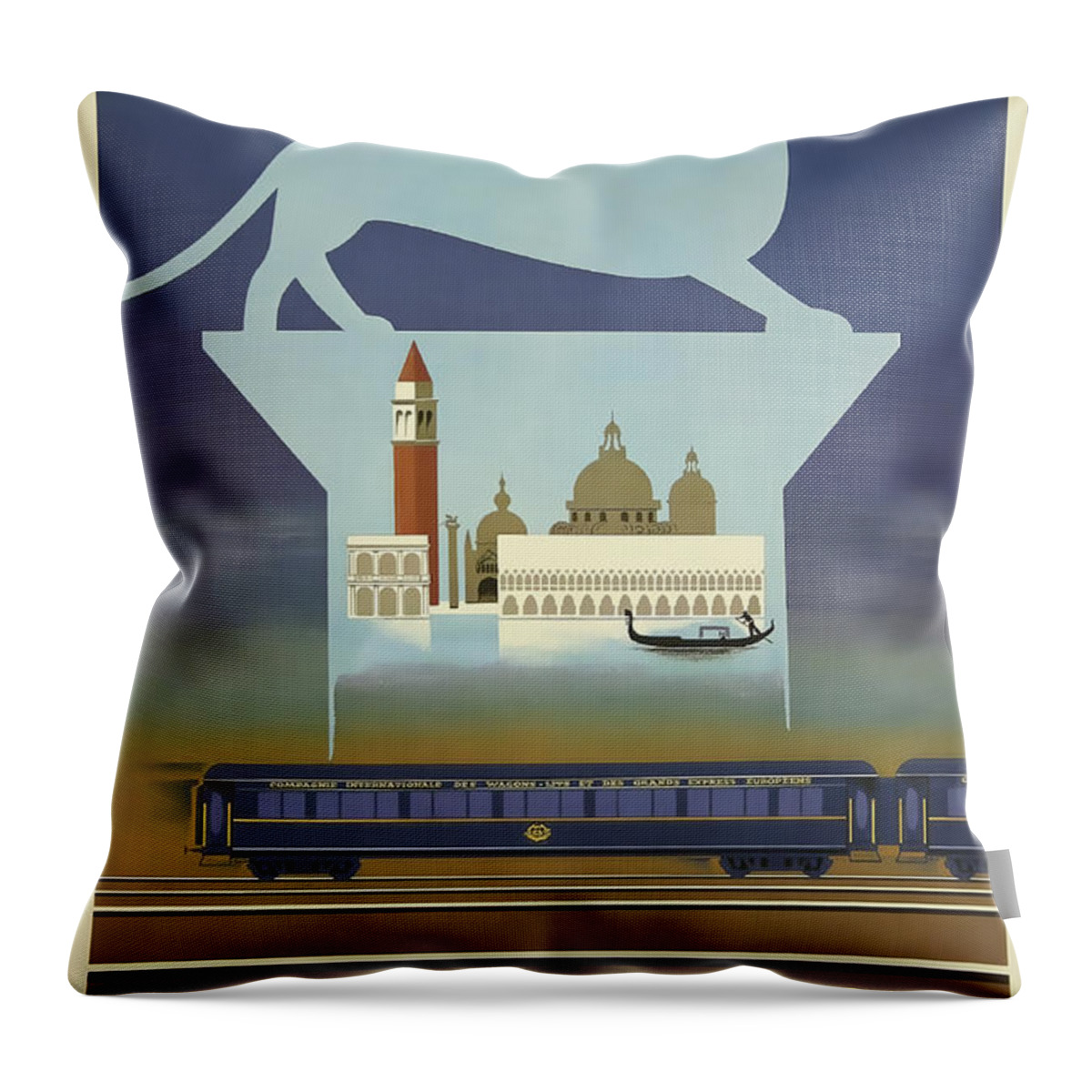 Orient Express Throw Pillow featuring the mixed media Venice Orient Express by David Wagner