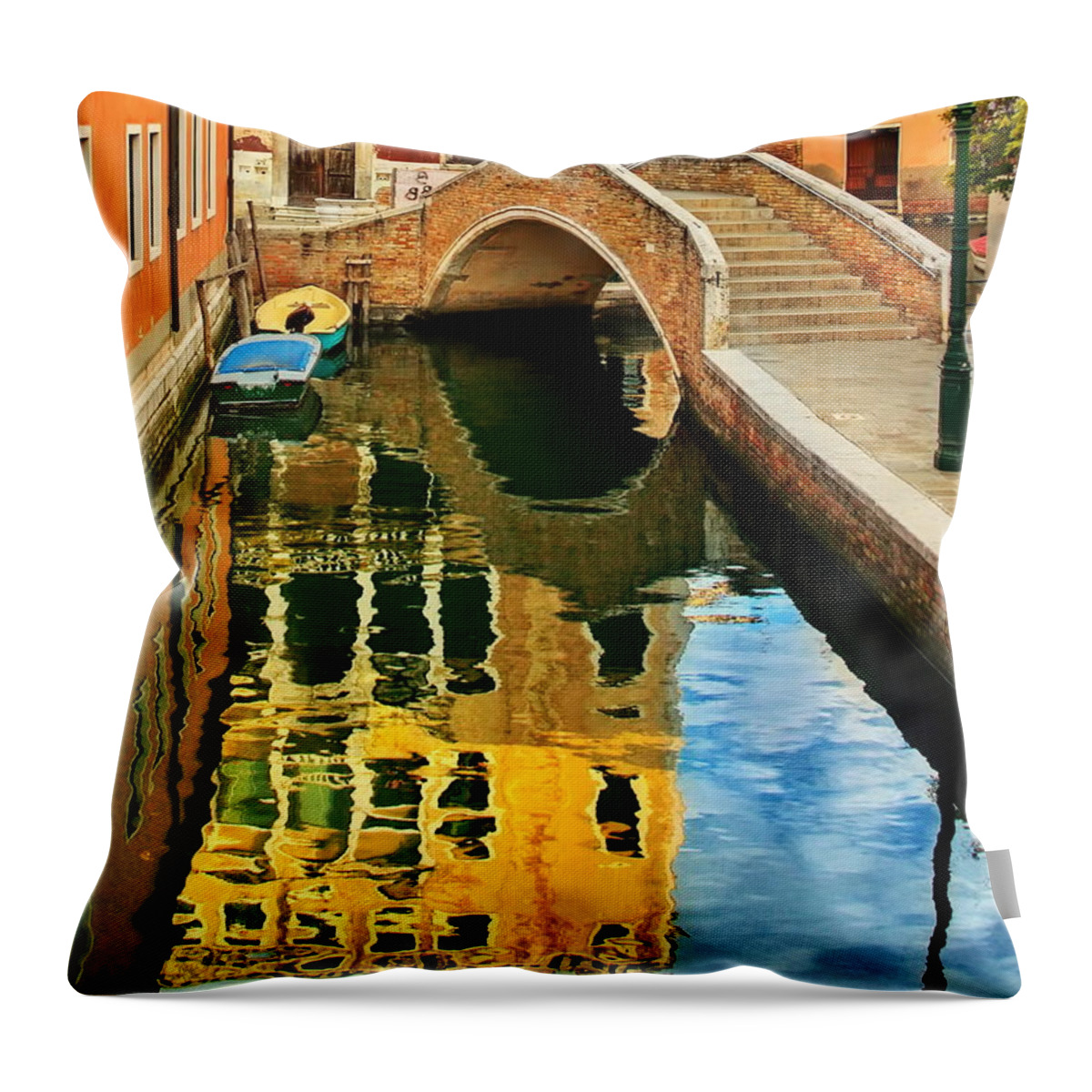 Tranquility Throw Pillow featuring the photograph Venice Reflection by Photo Art By Mandy