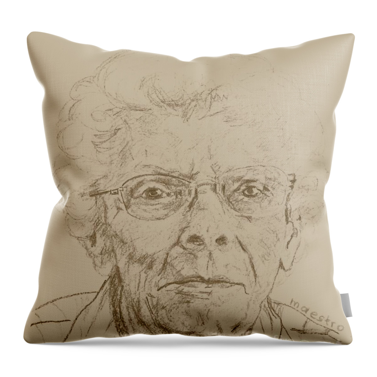 Memory Care Throw Pillow featuring the drawing Vera by PainterArtist FIN