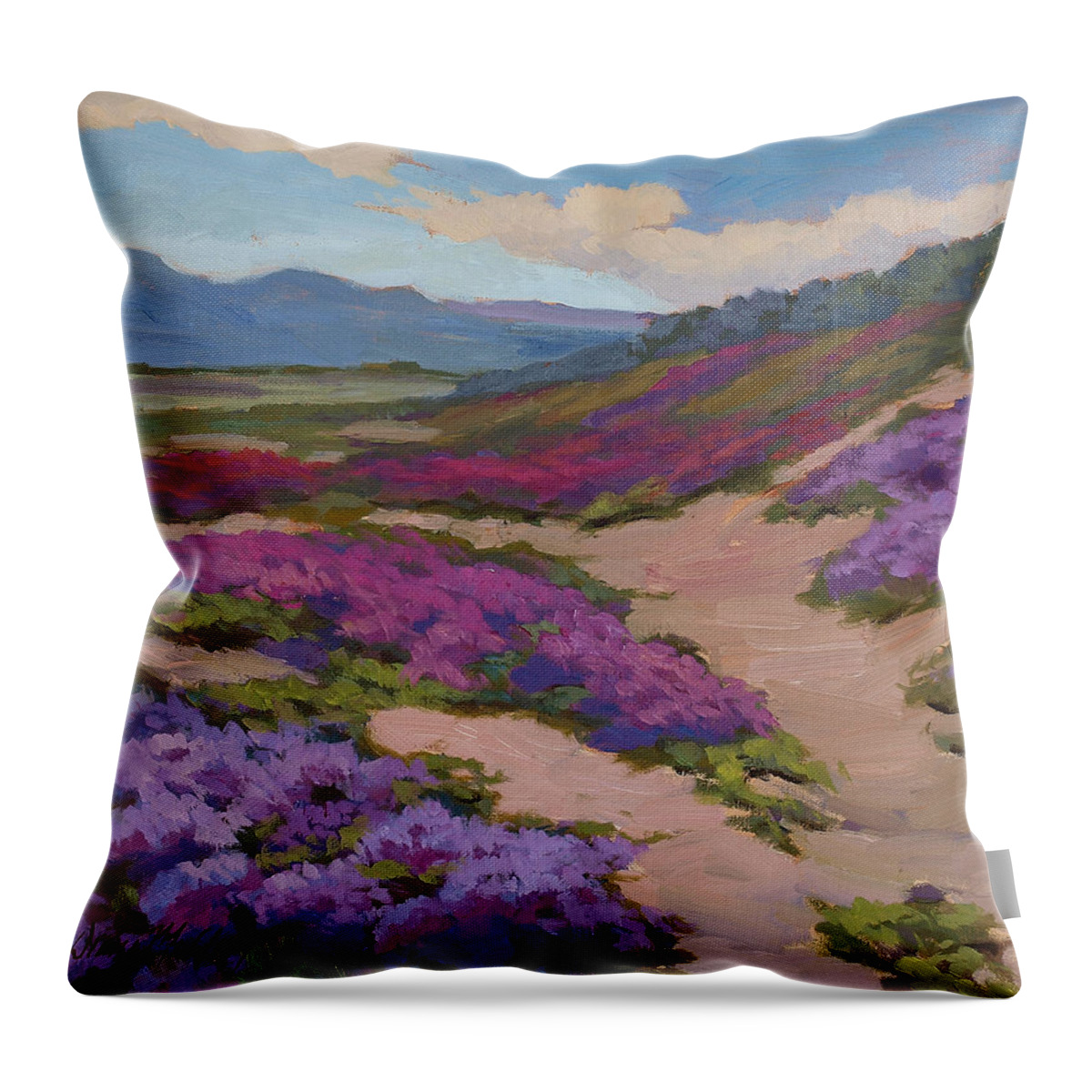 Verbena Throw Pillow featuring the painting Verbena Harmony in Purple by Diane McClary