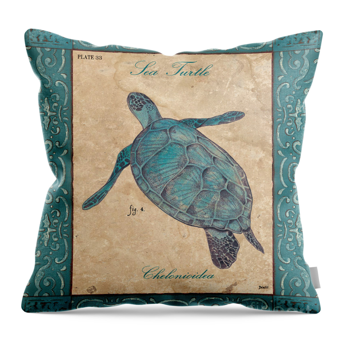 Coastal Throw Pillow featuring the painting Verde Mare 4 by Debbie DeWitt