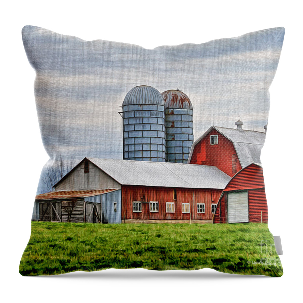 Barn Throw Pillow featuring the photograph Vermont Barn in Oil #2 by Deborah Benoit