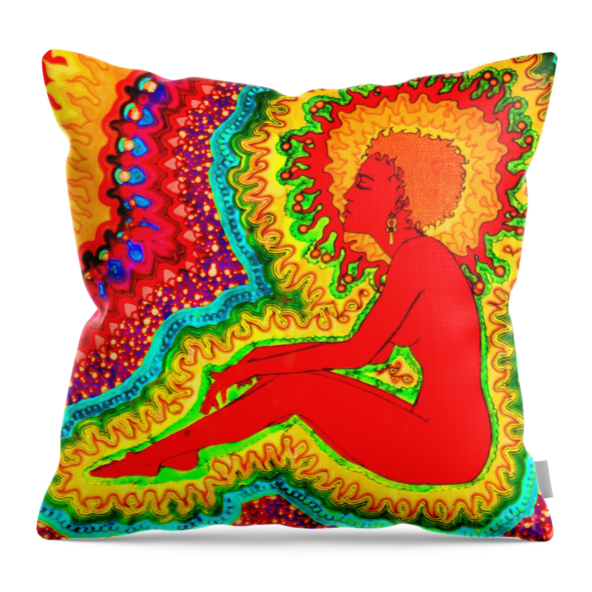 Vibrant Throw Pillow featuring the drawing Vibrant 2 by Baruska A Michalcikova