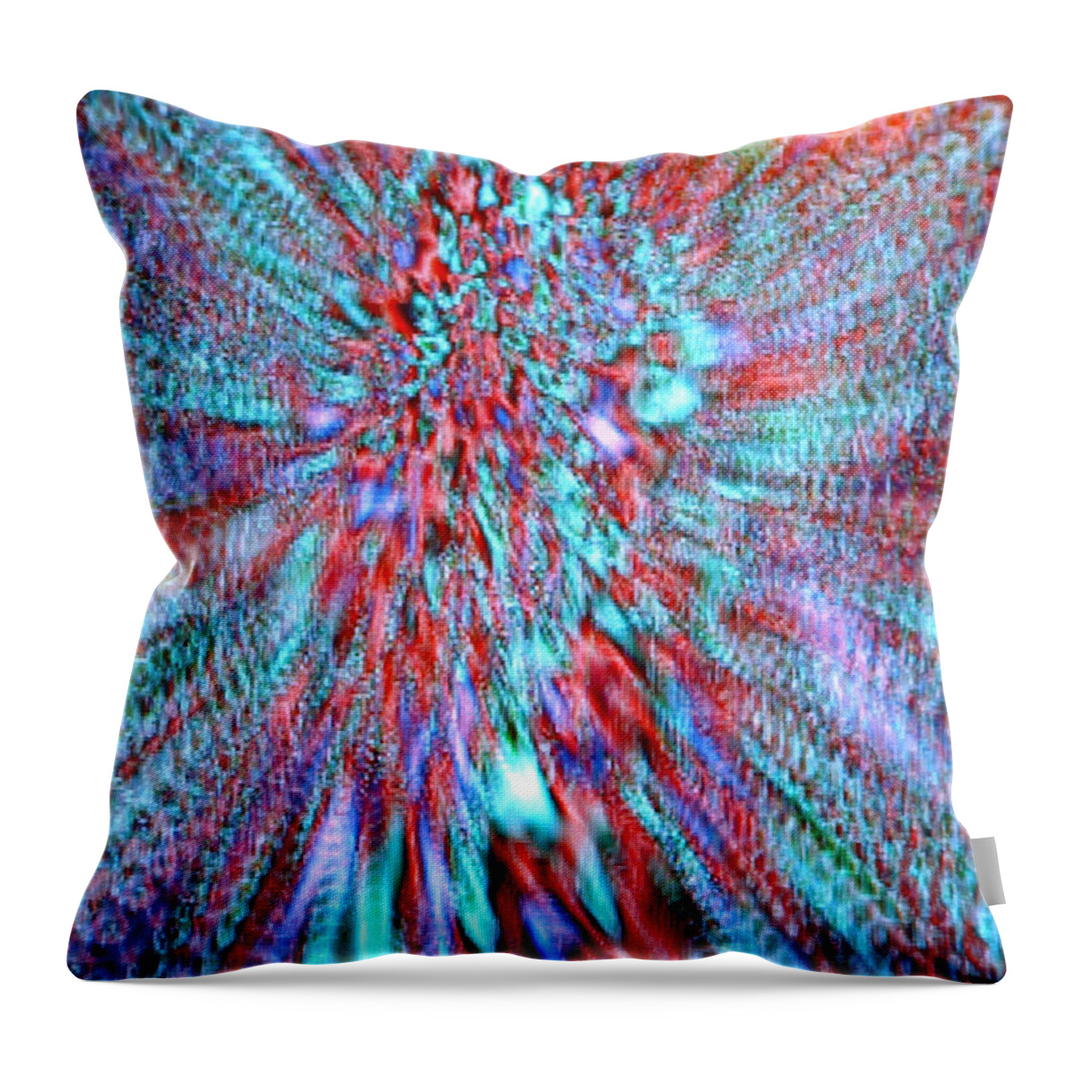 Red Throw Pillow featuring the photograph Vibrating red and blue by Marc Philippe Joly