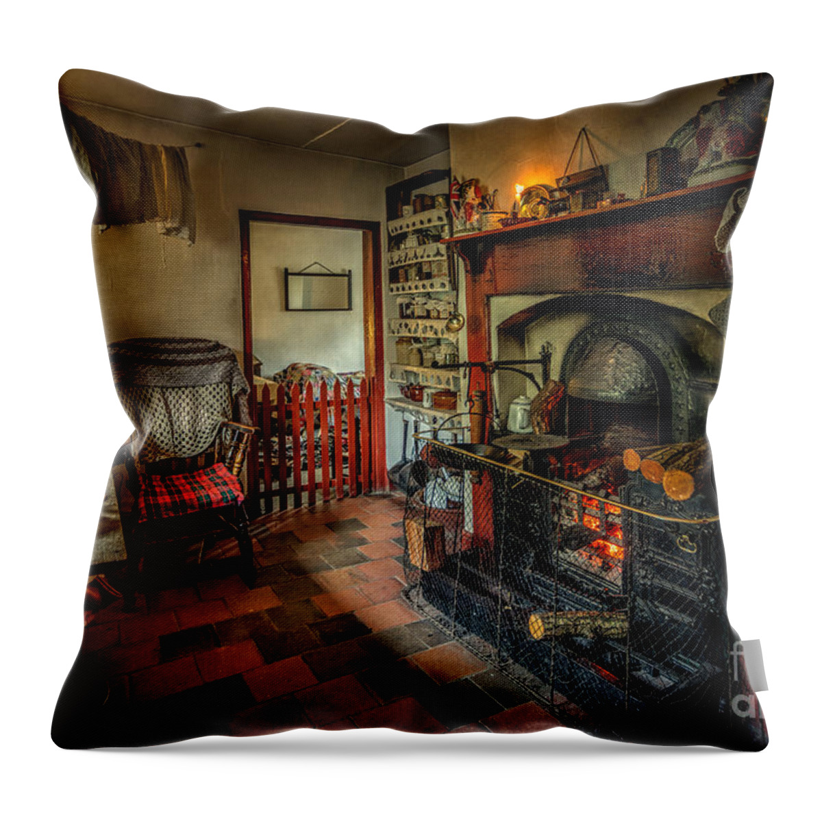 British Throw Pillow featuring the photograph Victorian Fire Place by Adrian Evans