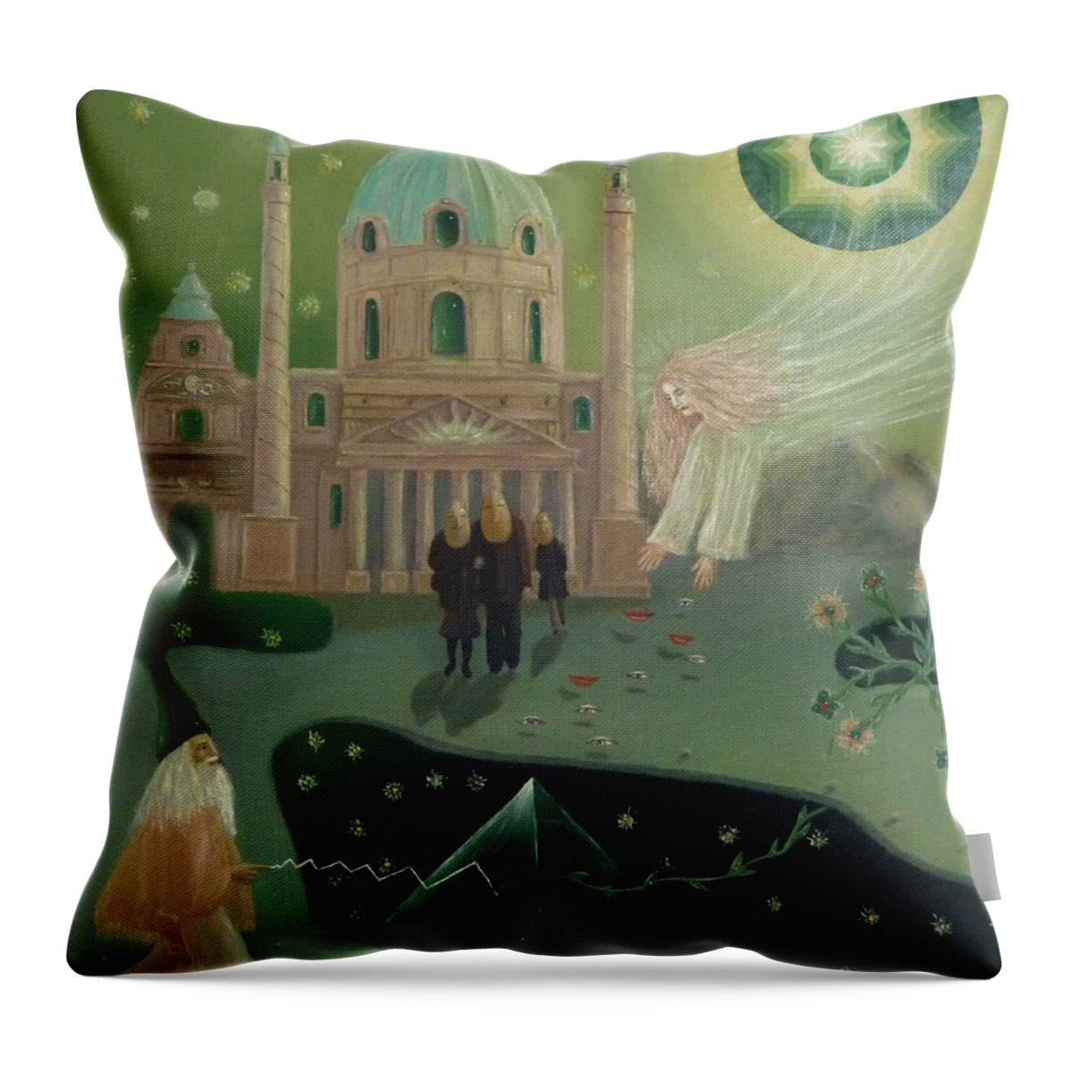Surrealistic Painting Throw Pillow featuring the painting Viennese dream by George Tuffy