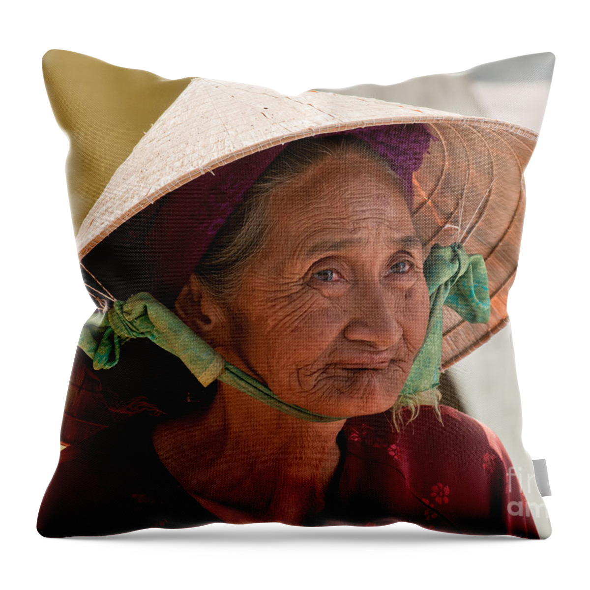 Vietnam Throw Pillow featuring the photograph Vietnamese Lady by Rick Piper Photography