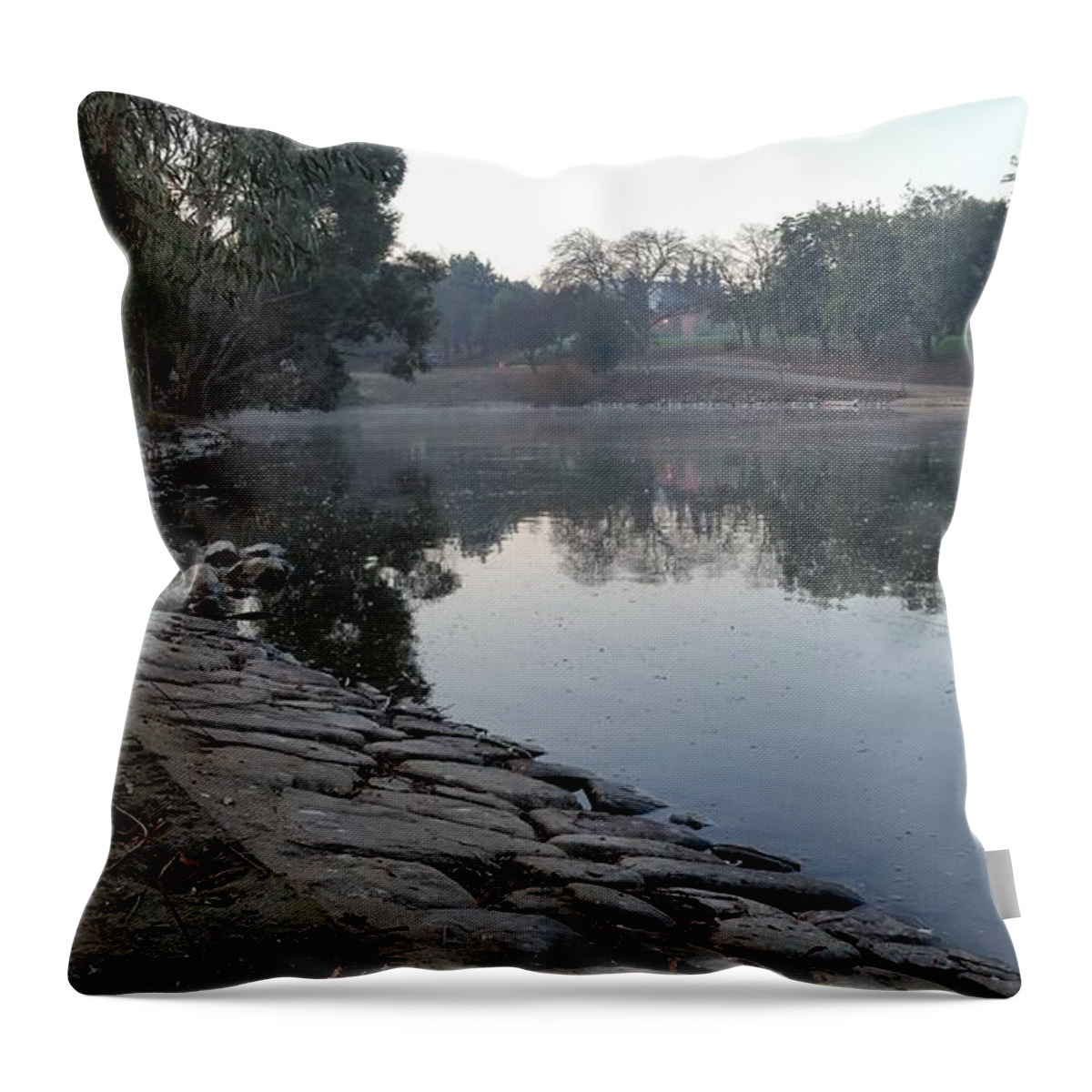Lake Throw Pillow featuring the photograph View By The Lake by Remegio Onia