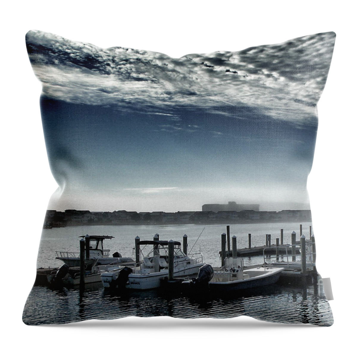 Wrightsville Beach Throw Pillow featuring the photograph View From A Bridge by Phil Mancuso