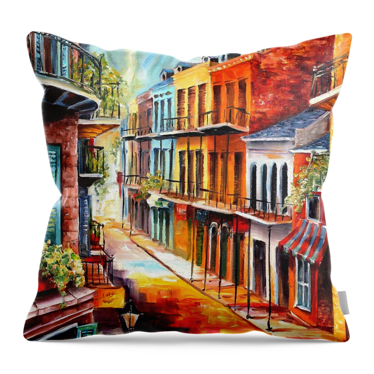 New Orleans Throw Pillow featuring the painting View from a French Quarter Window by Diane Millsap