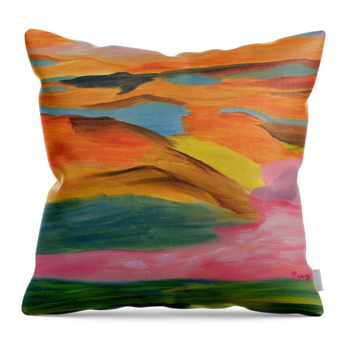 Aerial View Throw Pillow featuring the painting View From Above by Meryl Goudey