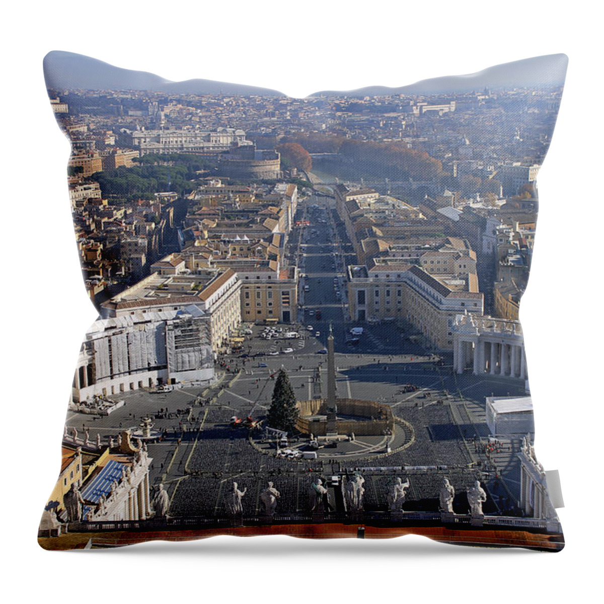 St Peters Basilica Throw Pillow featuring the photograph View from Dome of St Peters by Tony Murtagh