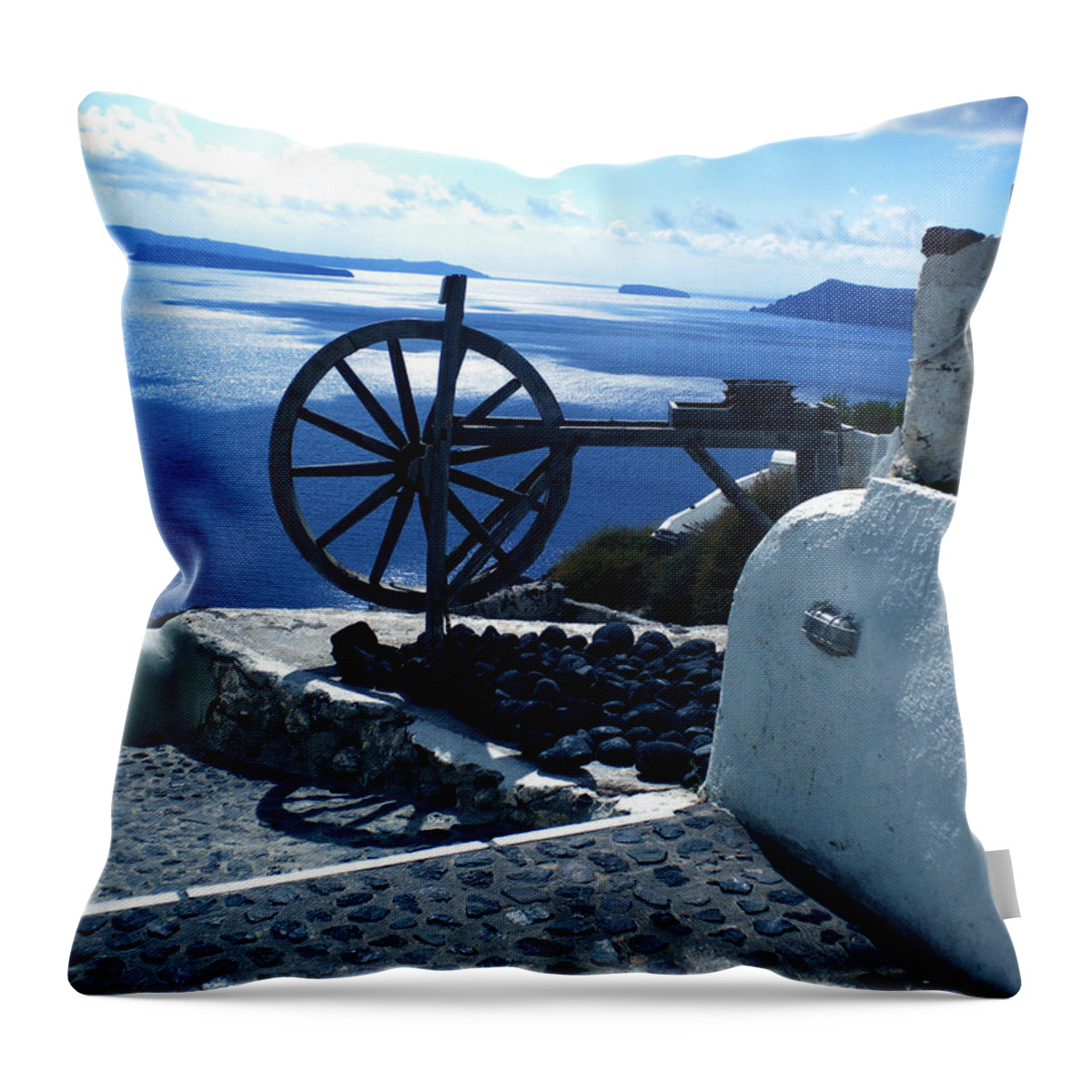Colette Throw Pillow featuring the photograph View From Santorini Island Greece by Colette V Hera Guggenheim