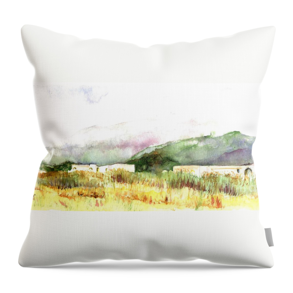 Nature Throw Pillow featuring the painting View from the beach by Karina Plachetka