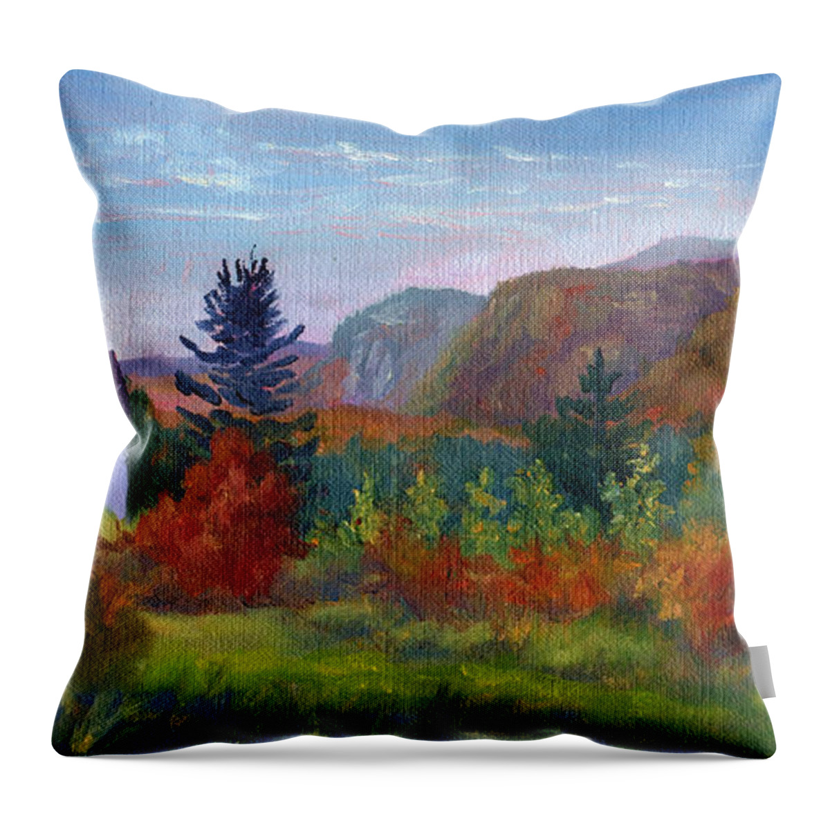 Cathedral Ledge Throw Pillow featuring the painting View from Thorn Hill Road by Sharon E Allen