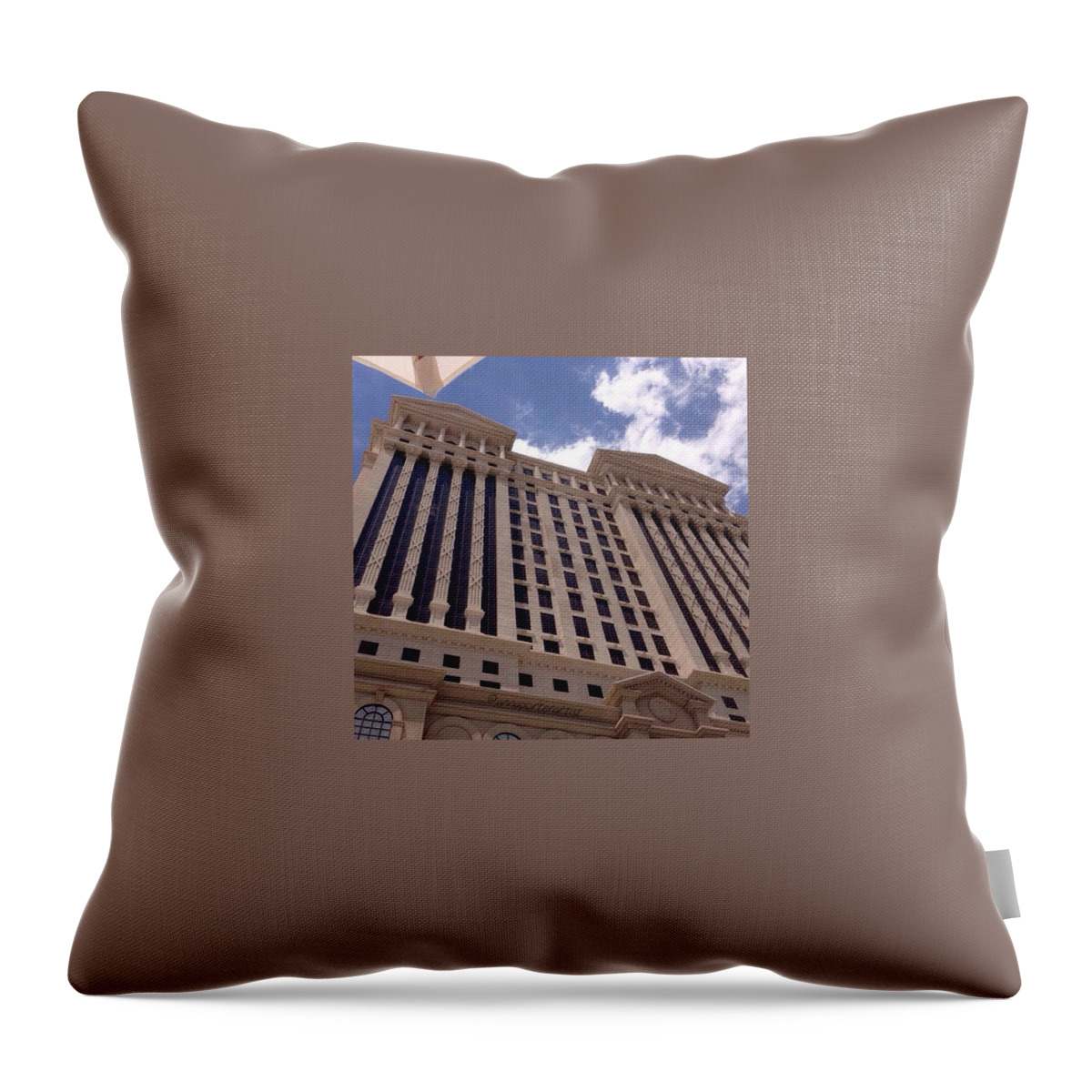 Venuspool Throw Pillow featuring the photograph View Of Caesar's Palace And The Blue by Anna Porter