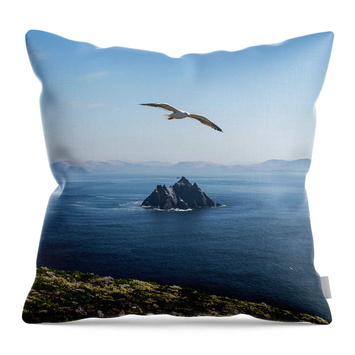 Unesco Throw Pillow featuring the photograph View Of Little Skellig From Skellig by James Sparshatt / Design Pics