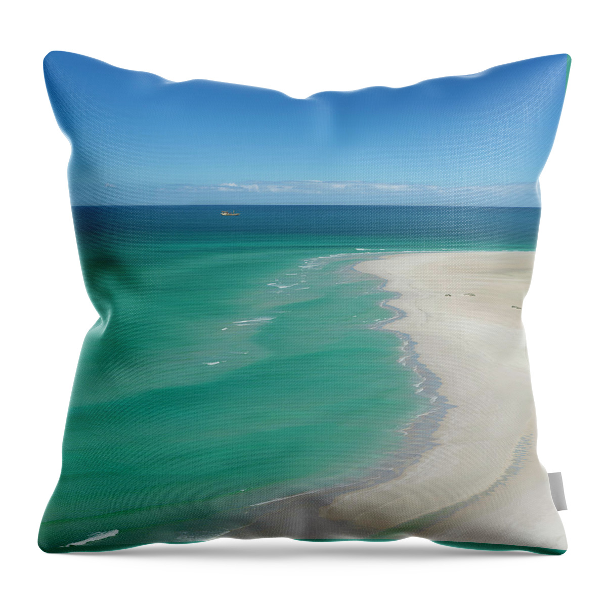 Tranquility Throw Pillow featuring the photograph View Of Ocean And Beach by John M Lund Photography Inc
