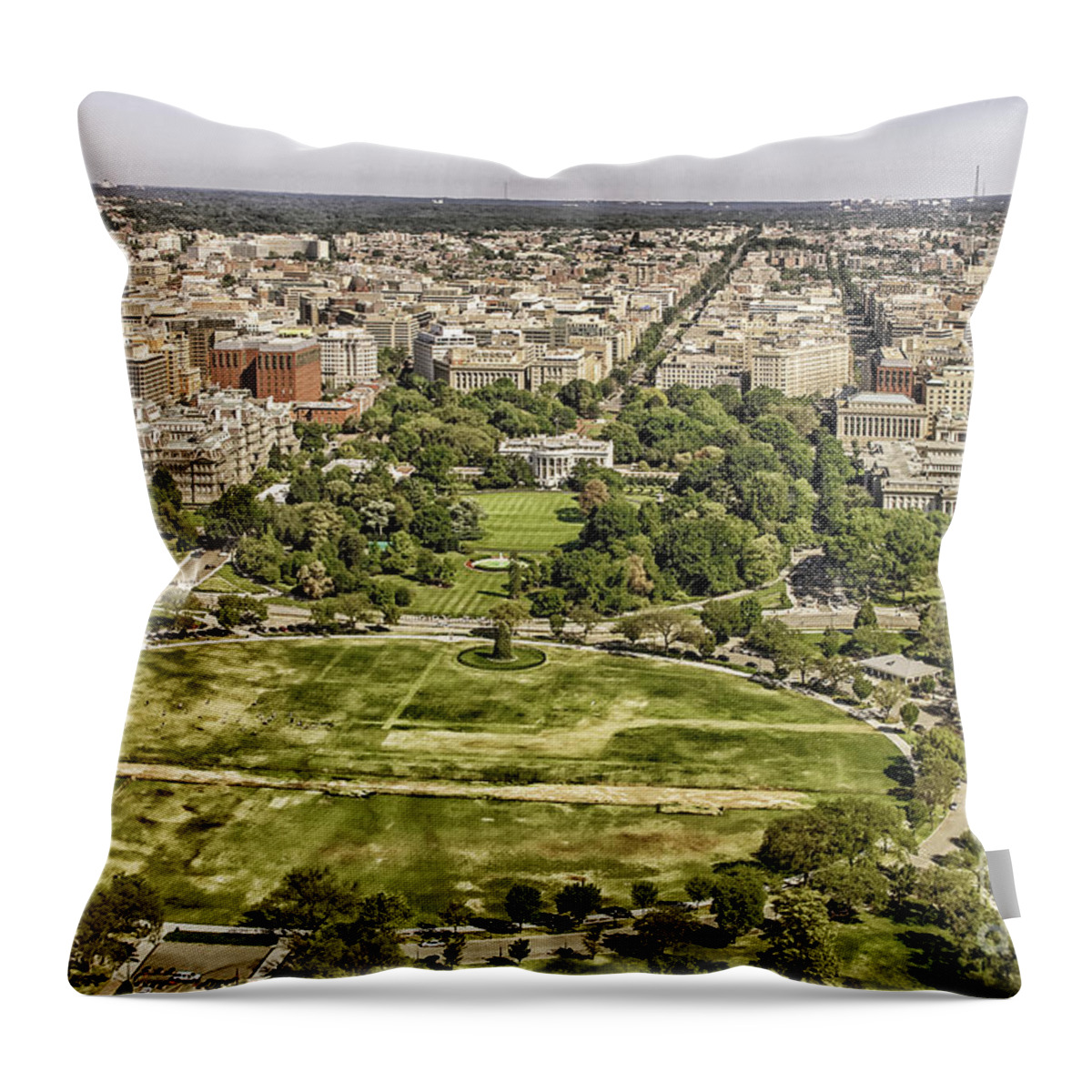 Above Throw Pillow featuring the photograph View on Washington with White House by Patricia Hofmeester
