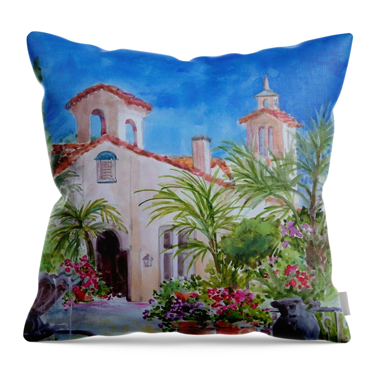 Wedding Throw Pillow featuring the painting Villa Antonia by Sue Kemp