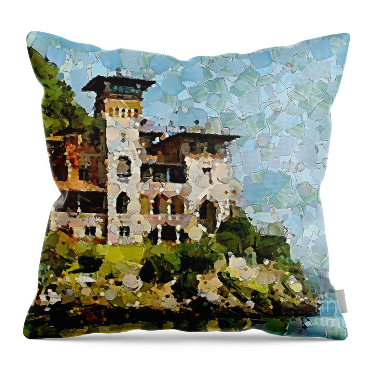 Landscapes Throw Pillow featuring the painting Villa La Gaeta by Dragica Micki Fortuna