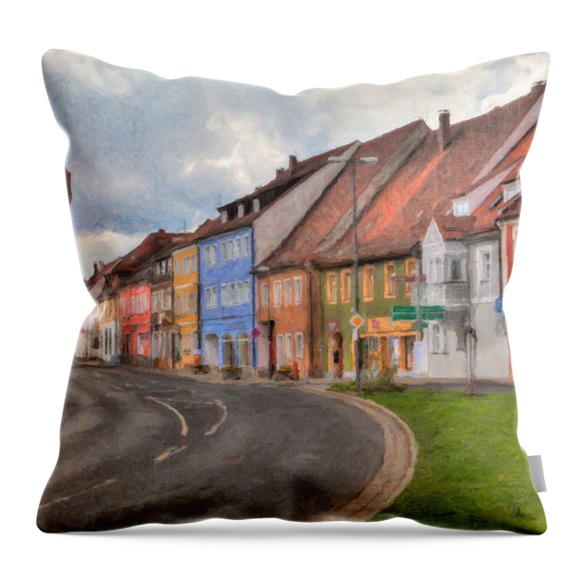 Vilseck Throw Pillow featuring the photograph Vilseck Marktplatz by Shirley Radabaugh