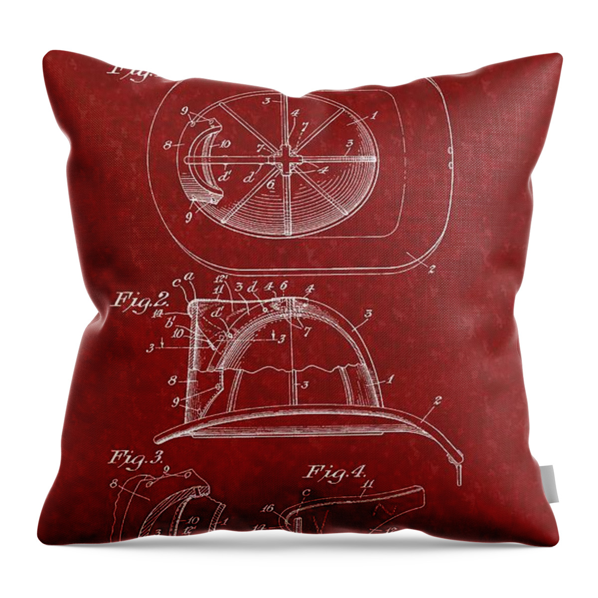 Cairns Throw Pillow featuring the photograph Vintage 1932 Firemans Helmet Patent by Doc Braham