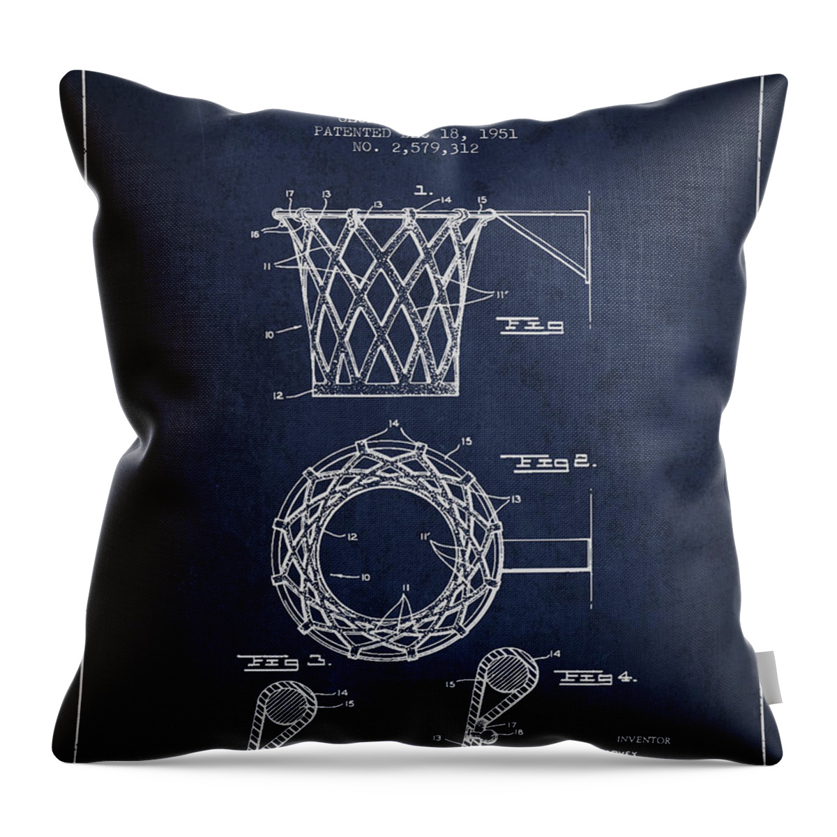 Hoop Patent Throw Pillow featuring the digital art Vintage Basketball Goal patent from 1951 by Aged Pixel