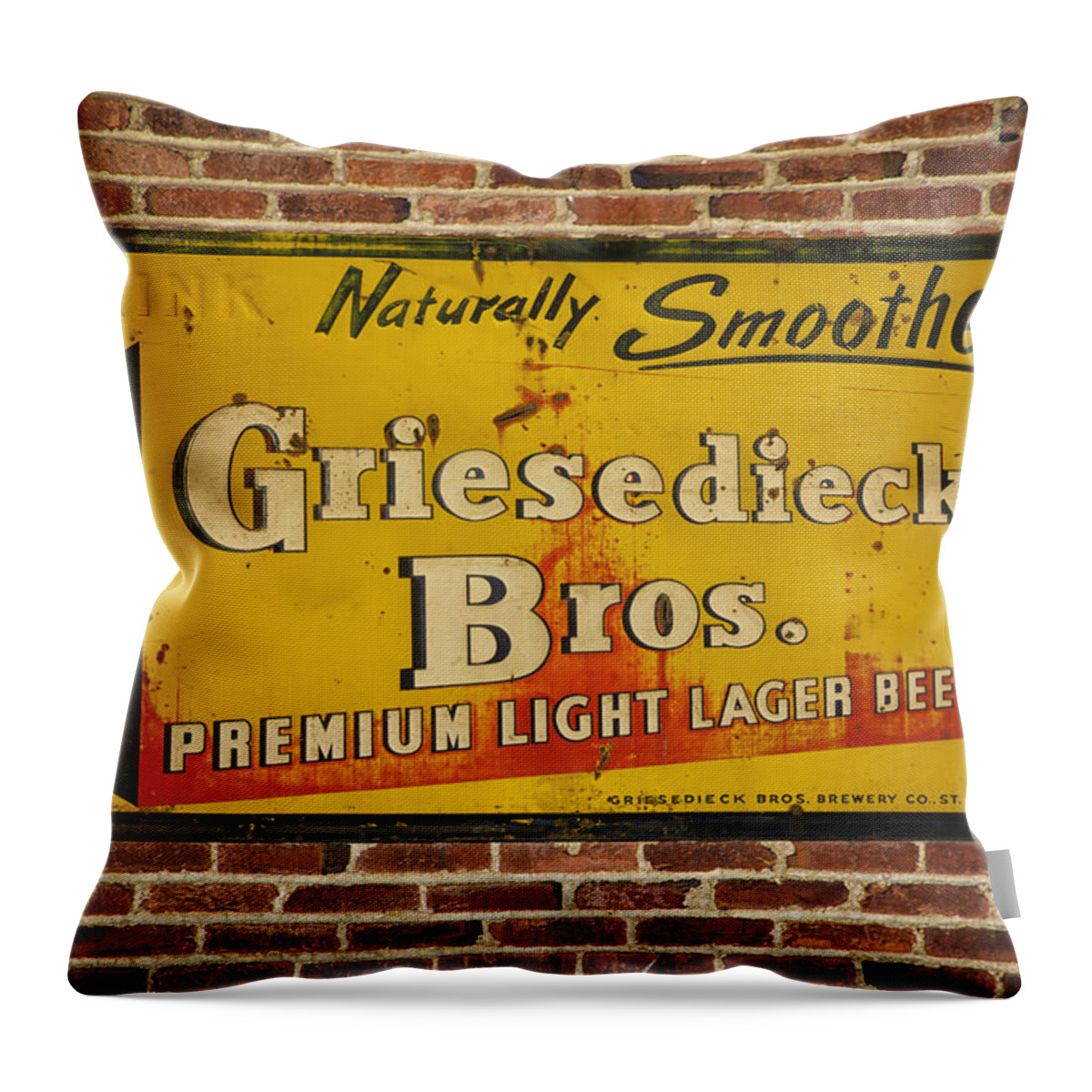 Beer Throw Pillow featuring the photograph Vintage Griesedieck Bros Beer DSC07192 by Greg Kluempers