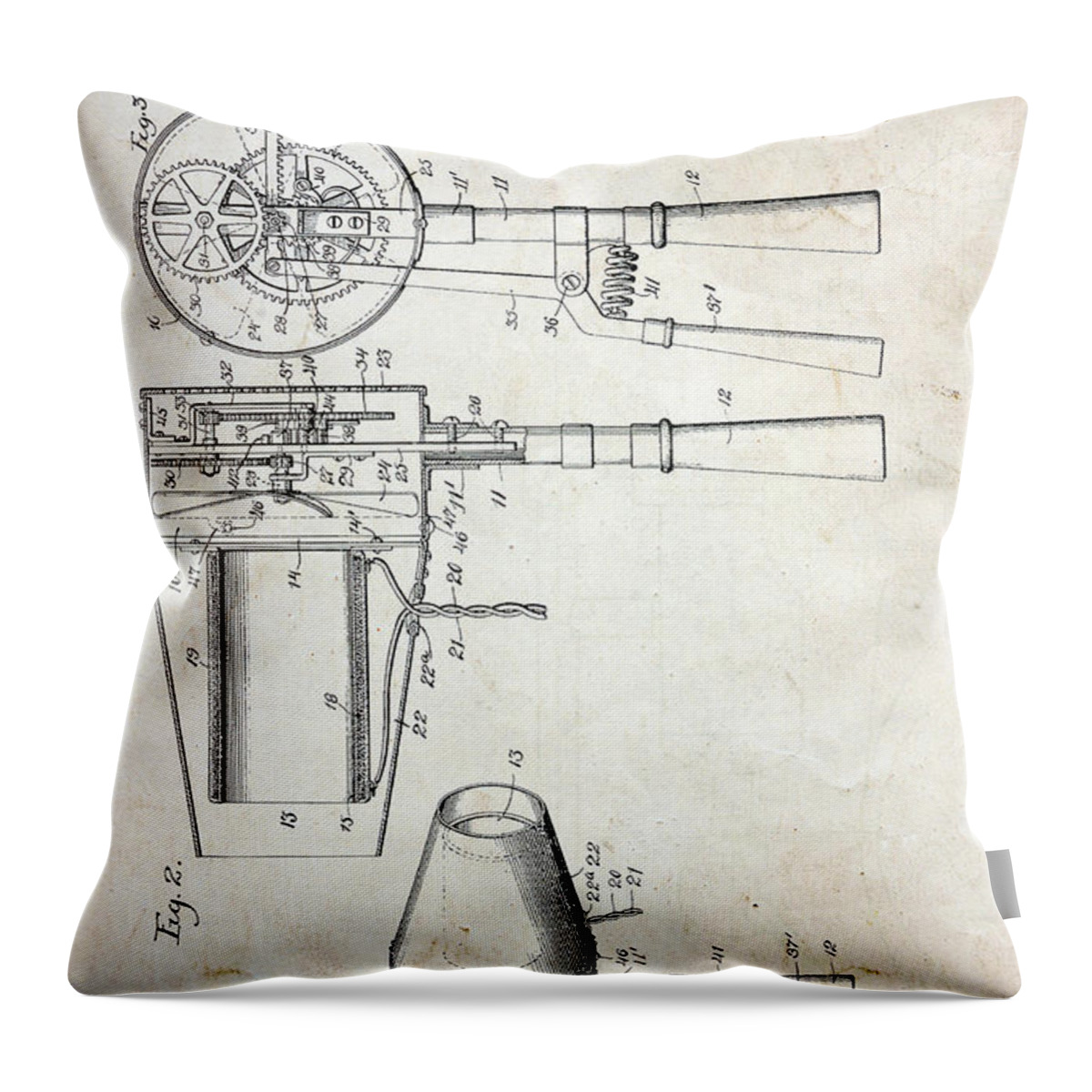 Paul Ward Throw Pillow featuring the photograph Vintage Hair Dryer Patent by Paul Ward