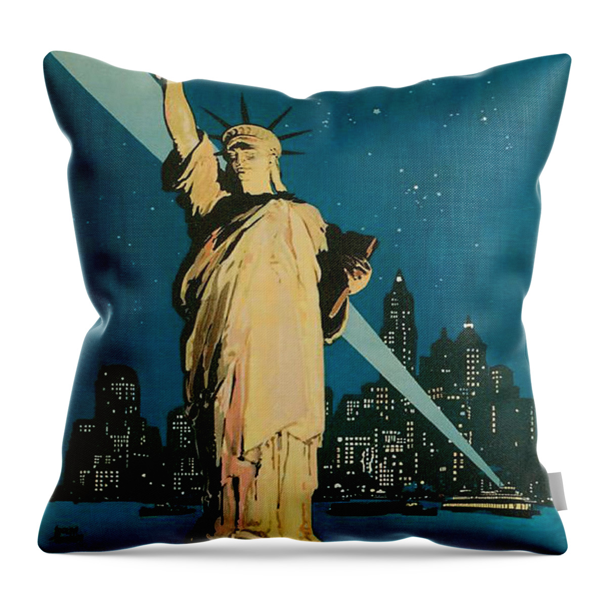 Vintage Throw Pillow featuring the digital art Vintage New York by Georgia Clare