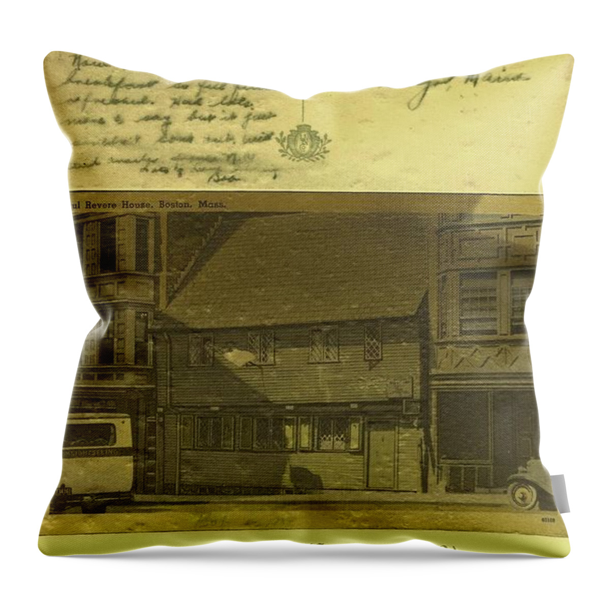 Images Throw Pillow featuring the painting Vintage Postcard January 6 1952 by Diane Strain