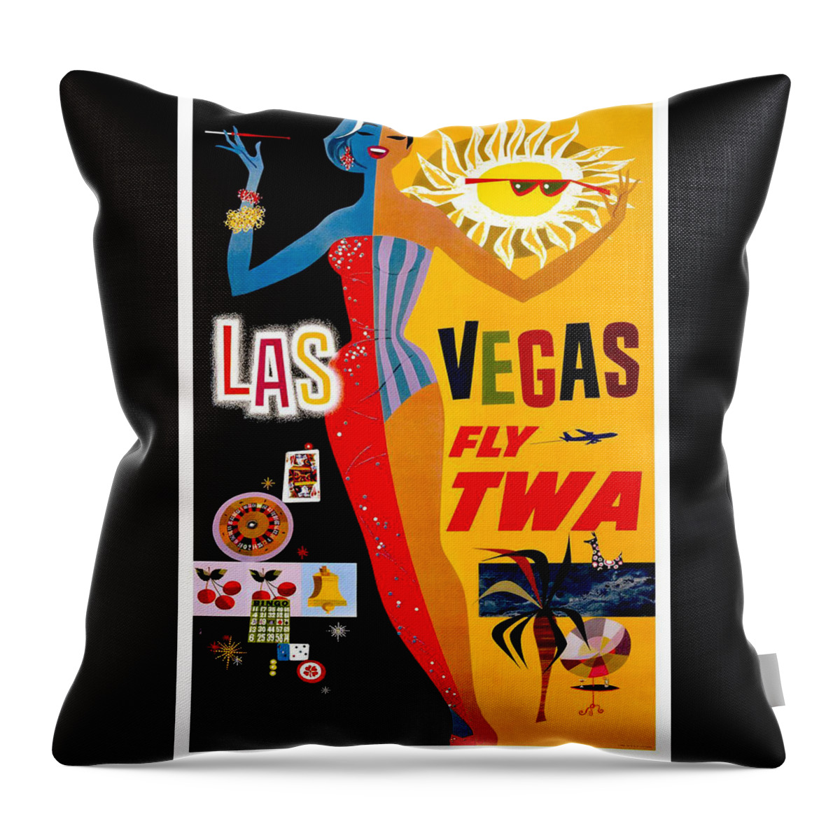 Las Vegas Throw Pillow featuring the digital art Vintage Travel Poster - Las Vegas by Georgia Clare