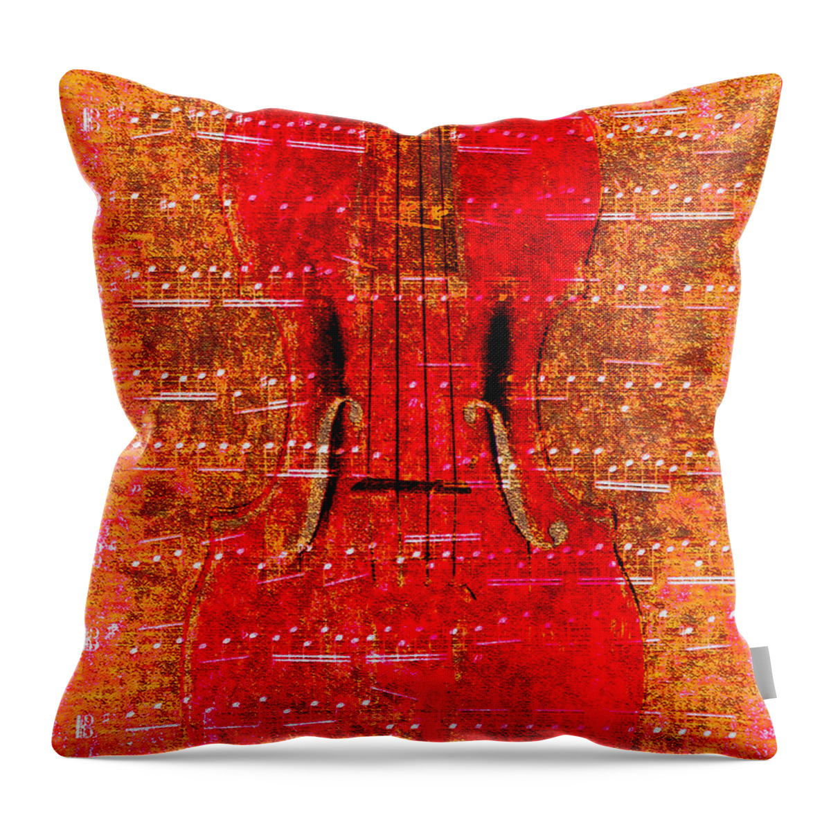 Classical Music Throw Pillow featuring the digital art Viola Red by John Vincent Palozzi
