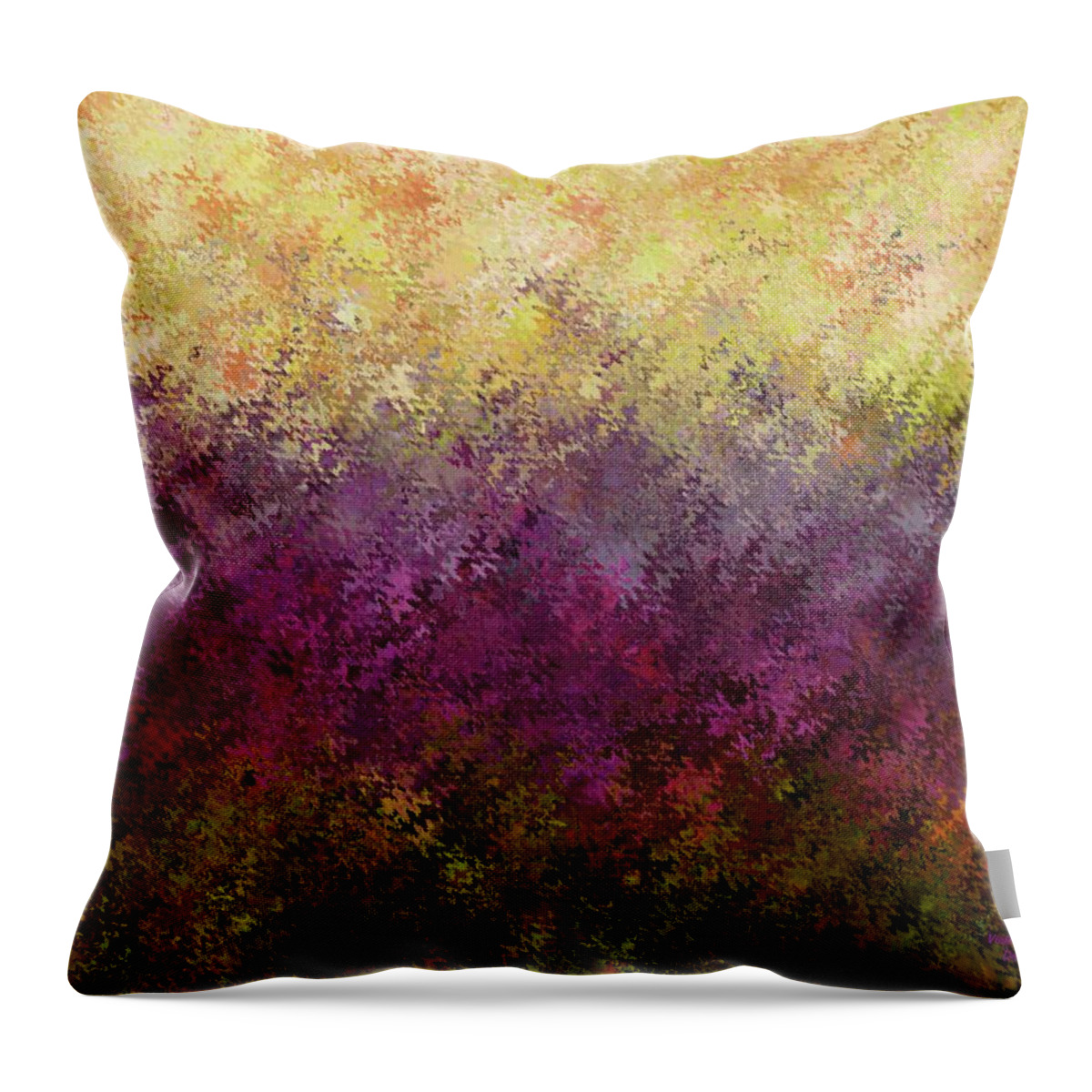 Abstract Throw Pillow featuring the painting Violet Garden by David K Small