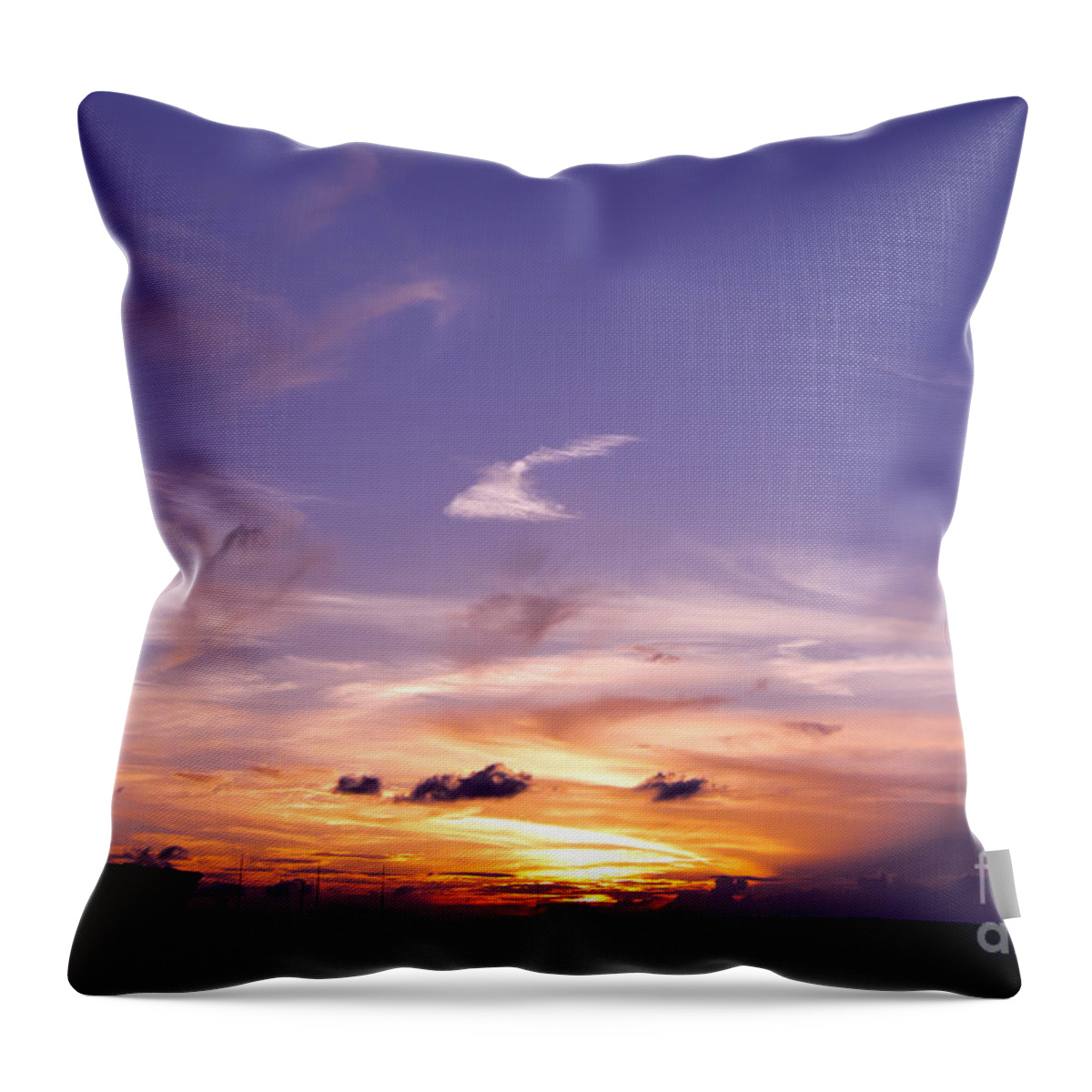 Urban Throw Pillow featuring the photograph Violet Sunset with Wispy Clouds by Beverly Claire Kaiya