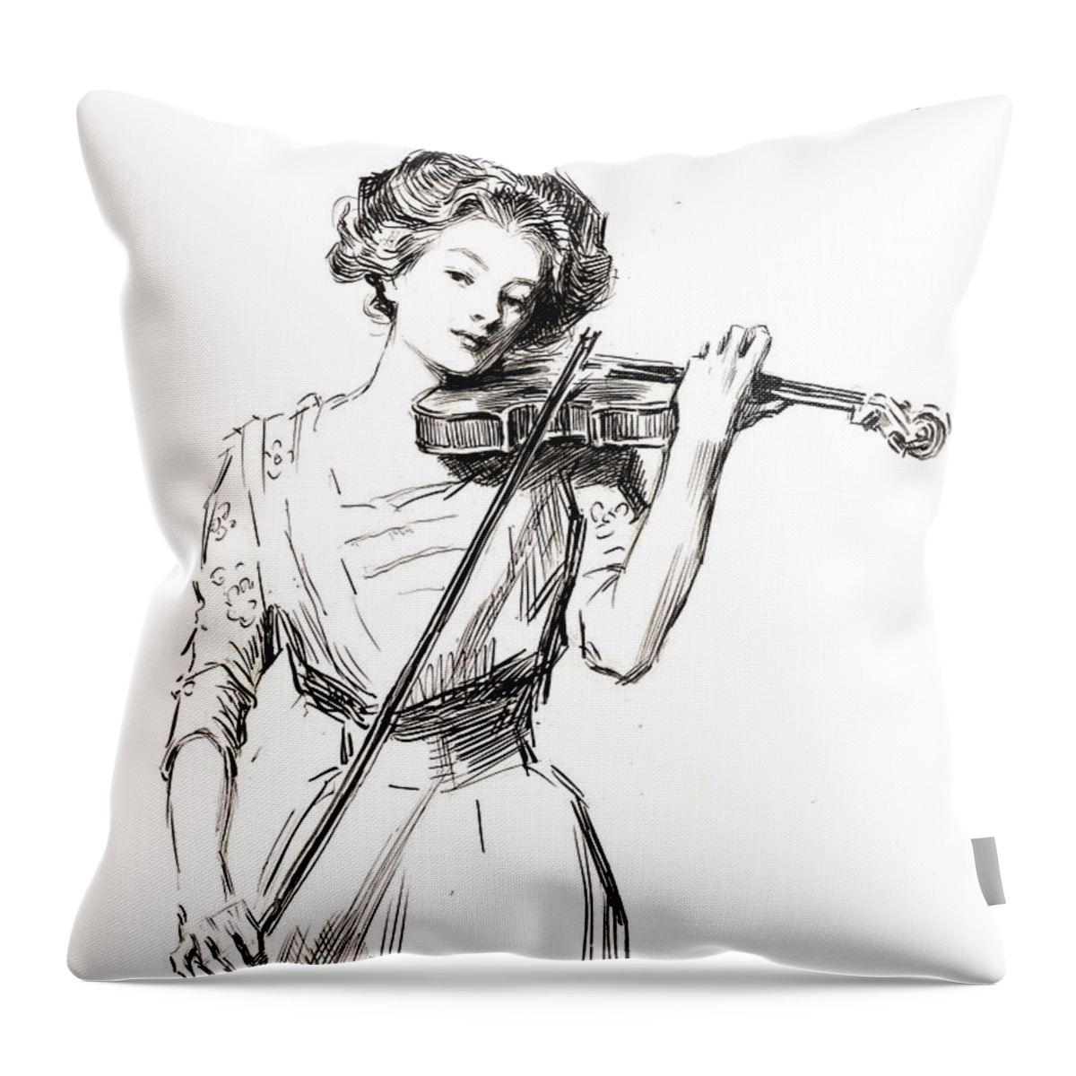 Violinist 1910 Throw Pillow featuring the photograph Violinist 1910 by Padre Art