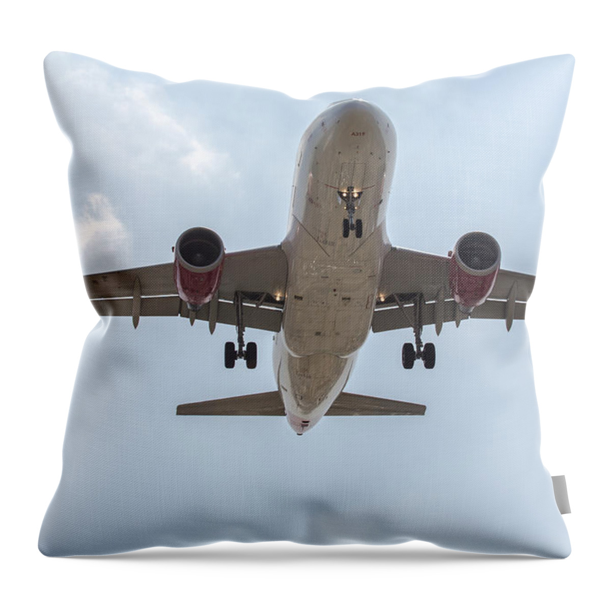 Virgin Throw Pillow featuring the photograph Virgin America Airbus 319 by John Daly
