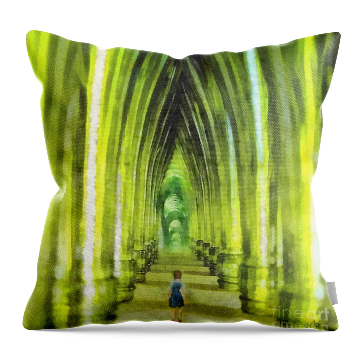 Visiting Emerald City Throw Pillow featuring the painting Visiting Emerald City by Mo T