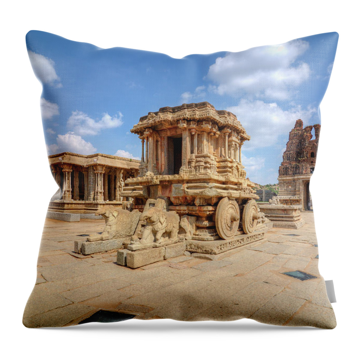 Tranquility Throw Pillow featuring the photograph Vittala Temple by Souvik Bhattacharya