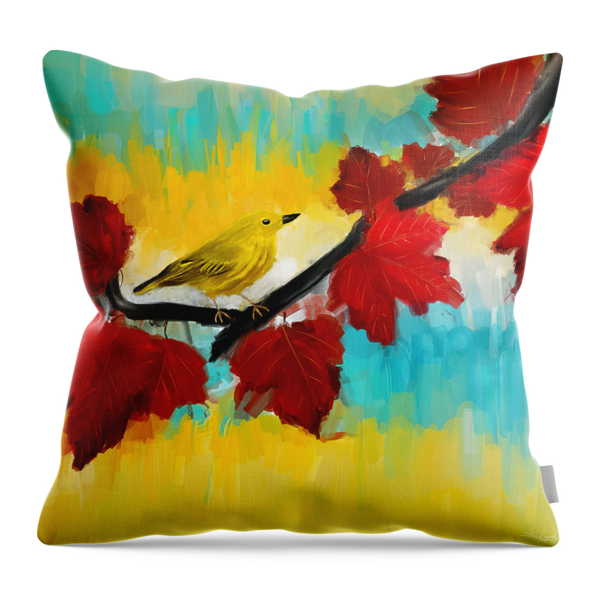 Yellow Throw Pillow featuring the painting Vividness by Lourry Legarde