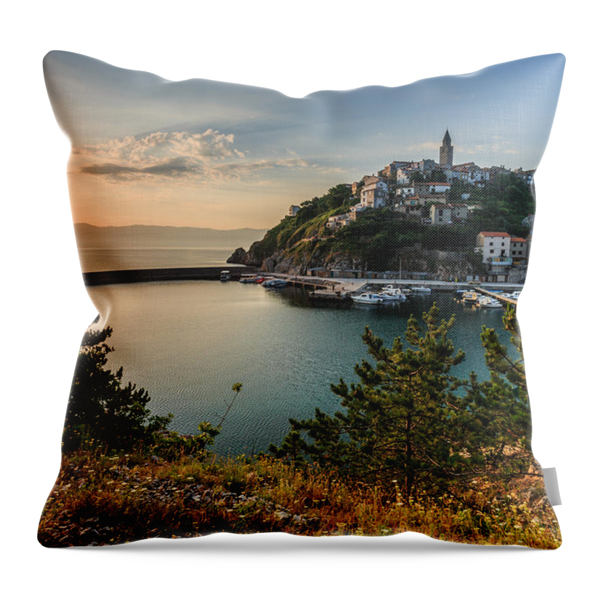 Landscape Throw Pillow featuring the photograph Vrbnik by Davorin Mance