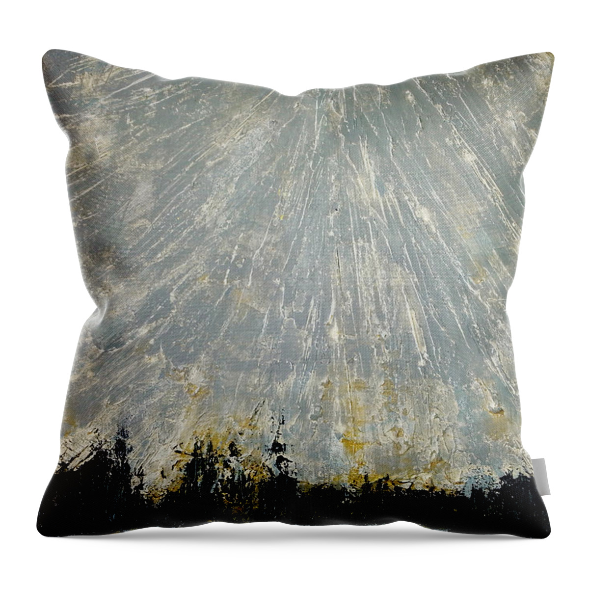 Acryl Painting Structured Throw Pillow featuring the painting W1 - thunderstorm by KUNST MIT HERZ Art with heart