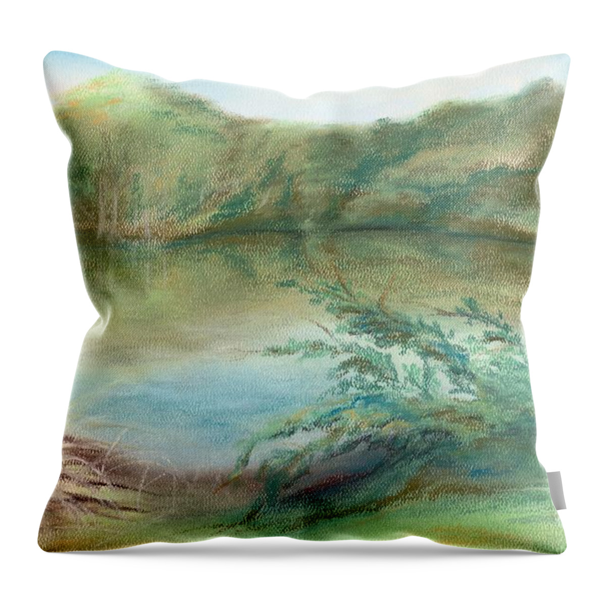 Landscape Throw Pillow featuring the pastel Waccamaw Dreams by MM Anderson