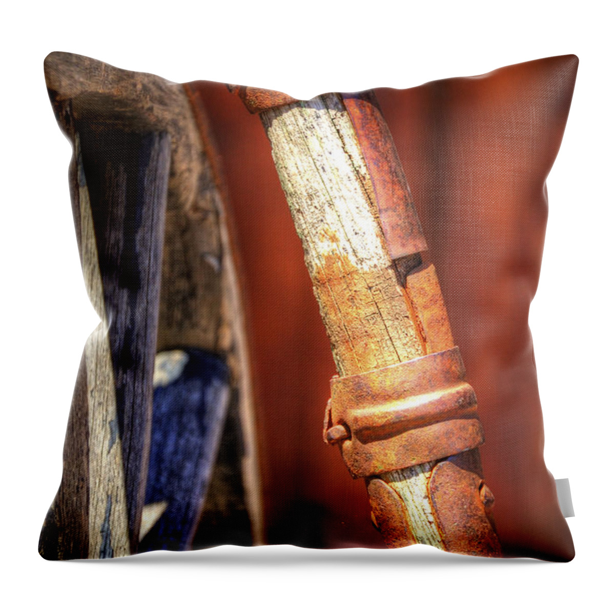 Transportation Throw Pillow featuring the photograph Wagon Brace 21857 by Jerry Sodorff
